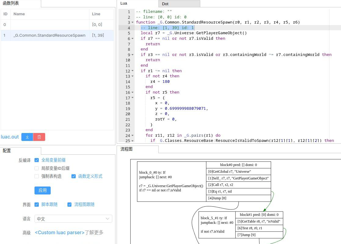 反编译器luadec